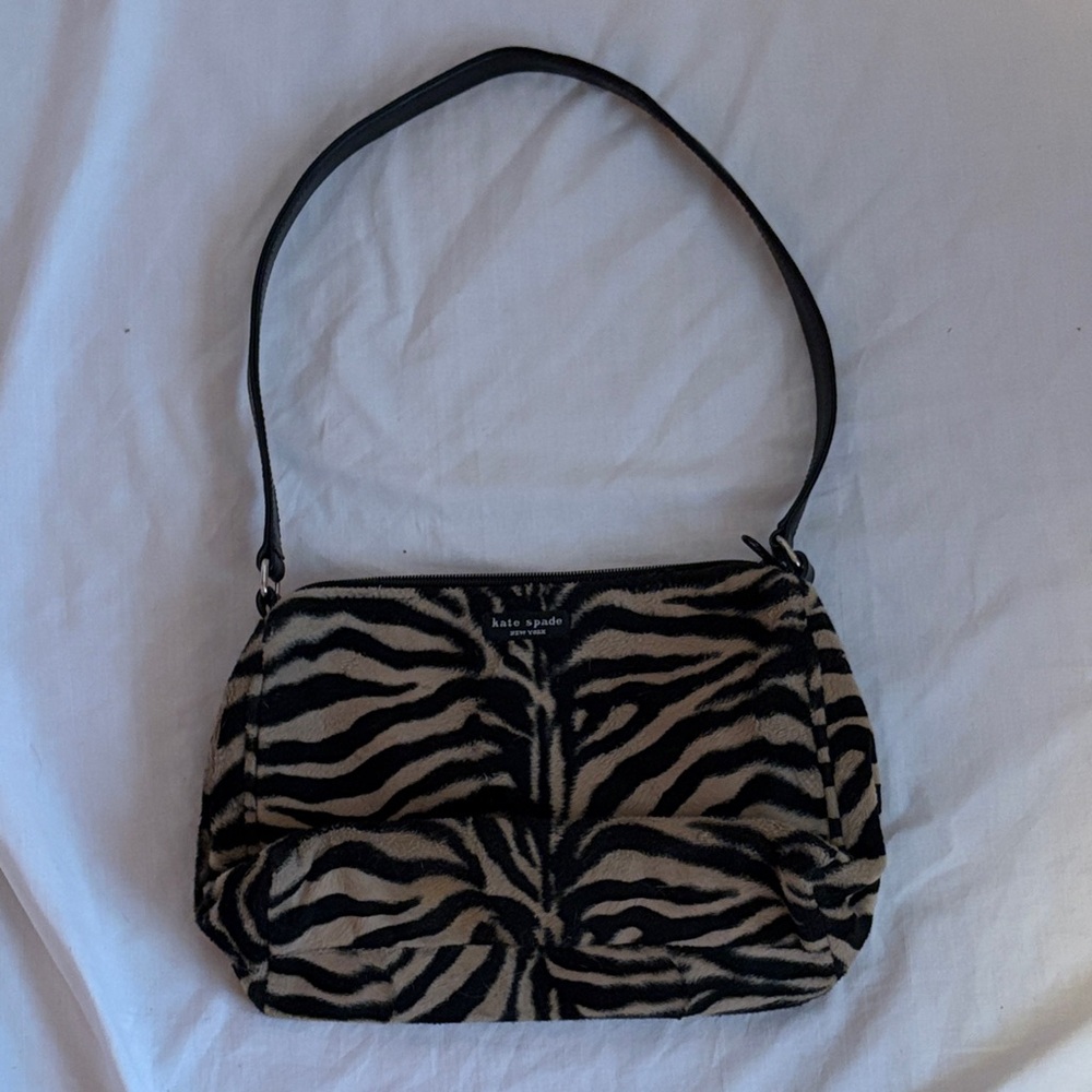 Vintage 1990’s Kate Spade Black and Tan Zebra Print Women's Bag